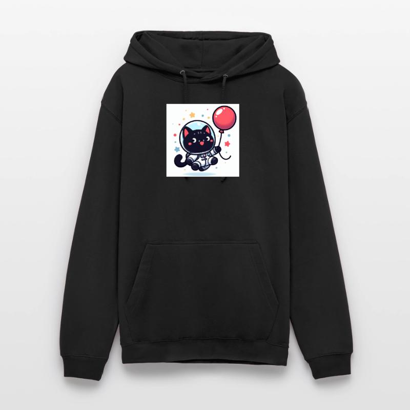 Chat mignon de l’espace en combinaison spatiale avec un ballon Sweat-shirt à capuche unisexe