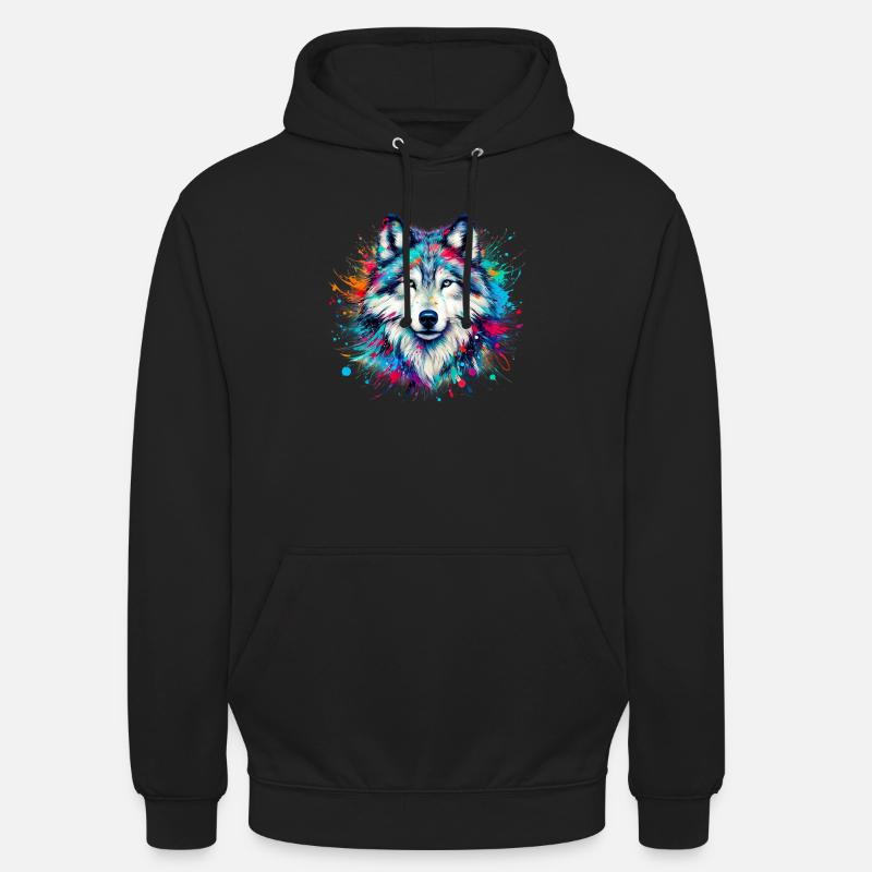 Loup - Sweat-shirt à capuche unisexe - noir