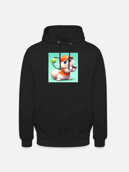 Fluffy cat playing tennis - Unisex Hoodie - black