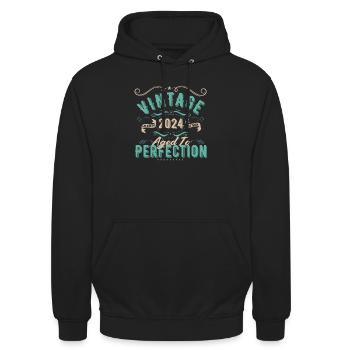 Vintage 2024-2024 Birthday Gift - Unisex Hoodie - black - Front - Alina (178cm) & Michal (187cm)