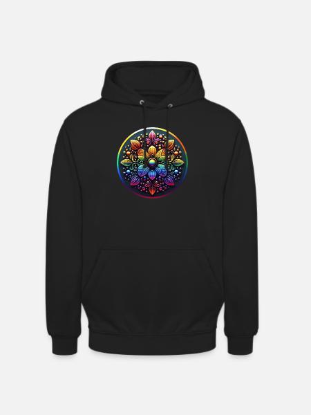 Mechanical Rainbow Flower 2 - Unisex Hoodie - black