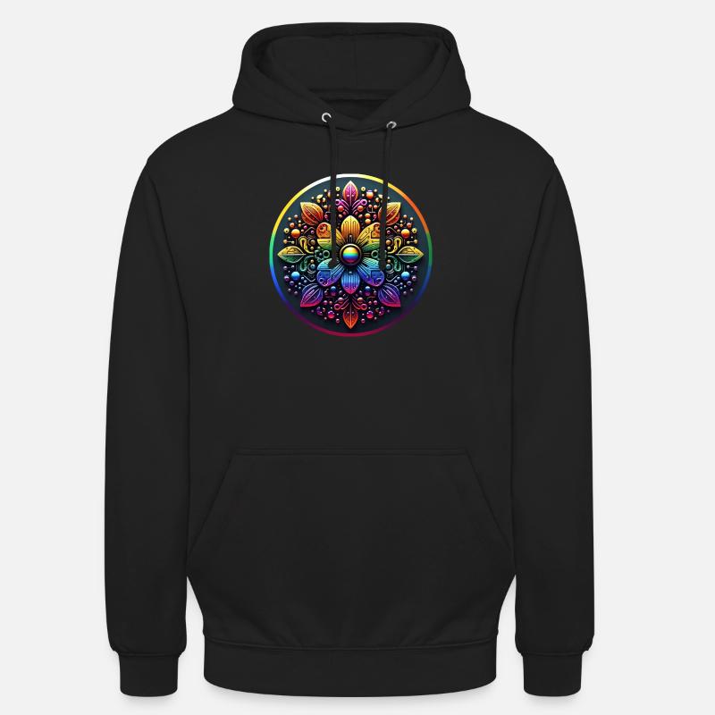 Fleur arc-en-ciel mécanique 2 - Sweat-shirt à capuche unisexe - noir