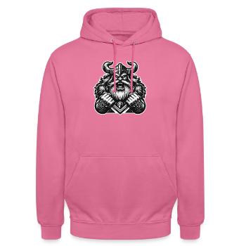 Mächtiger Wikingerkrieger Version 6 - Unisex Hoodie - Pink - Vorne - Alina (178cm) & Michal (187cm)