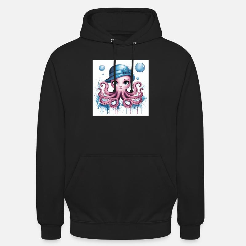 small cute octopus - Unisex Hoodie - black