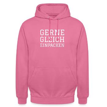 GERNE GLEICH EINPACKEN - Unisex Hoodie - Pink - Vorne - Alina (178cm) & Michal (187cm)
