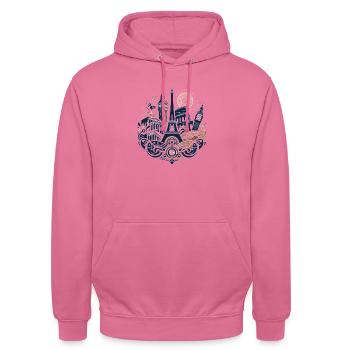 Popular European Attractions - Unisex Hoodie - pink - Front - Alina (178cm) & Michal (187cm)