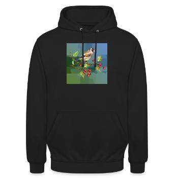 Bunter Vogel - Unisex Hoodie - Schwarz - Vorne - Alina (178cm) & Michal (187cm)