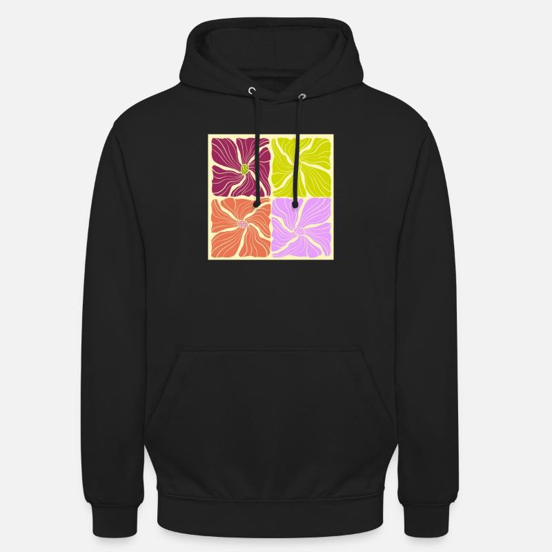 Motif de fleurs - Sweat-shirt à capuche unisexe - noir