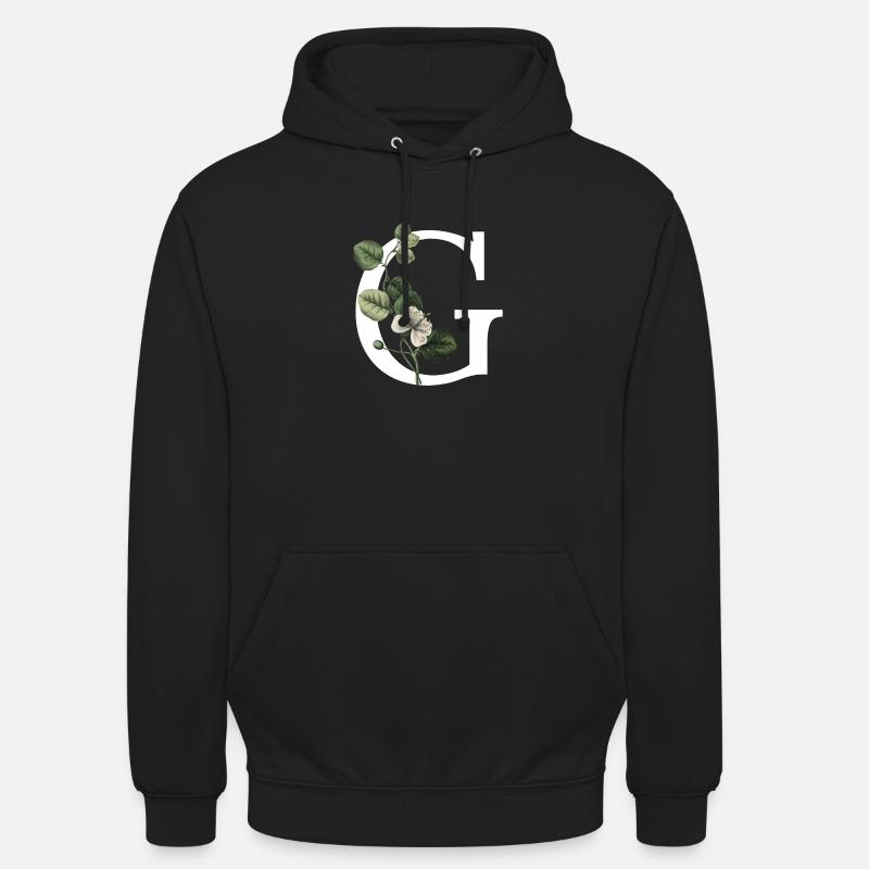 lettre g botanique vert - Sweat-shirt à capuche unisexe - noir
