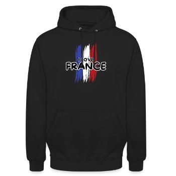 Frankreich Flagge blau weiß rot - Unisex Hoodie - Schwarz - Vorne - Alina (178cm) & Michal (187cm)