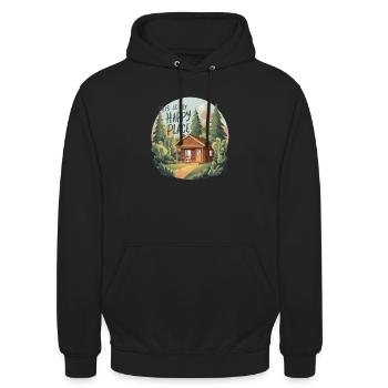 DAS IST MEIN GLÜCKLICHER ORT - Unisex Hoodie - Schwarz - Vorne - Alina (178cm) & Michal (187cm)