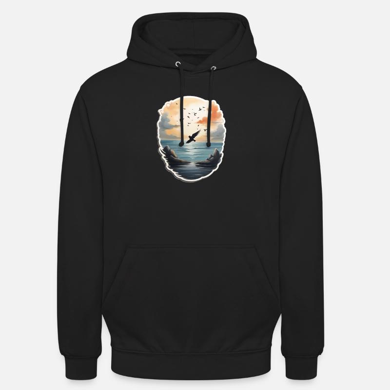 Landschaft Gemälde mit Vogel - Unisex Hoodie - Schwarz