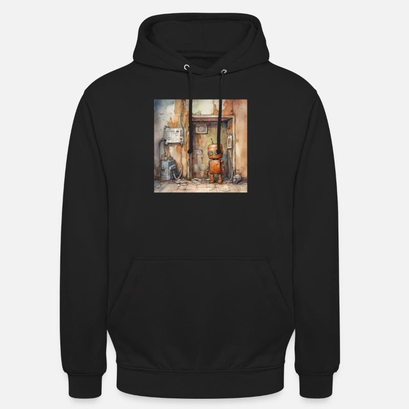 Old rusty abandoned robots - Unisex Hoodie - black