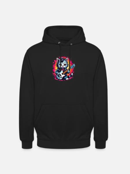 Chibi Rocker Cat - Unisex Hoodie - black