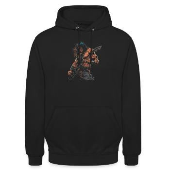 Rocher barbare - Sweat-shirt à capuche unisexe - noir - Devant - Alina (178cm) & Michal (187cm)