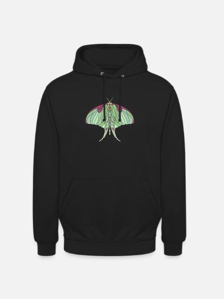 Art Nouveau Inspired Luna Moth - Unisex Hoodie - black