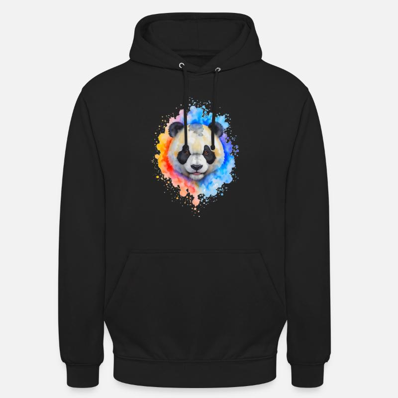 Wasserfarben Panda Splash - Unisex Hoodie - Schwarz