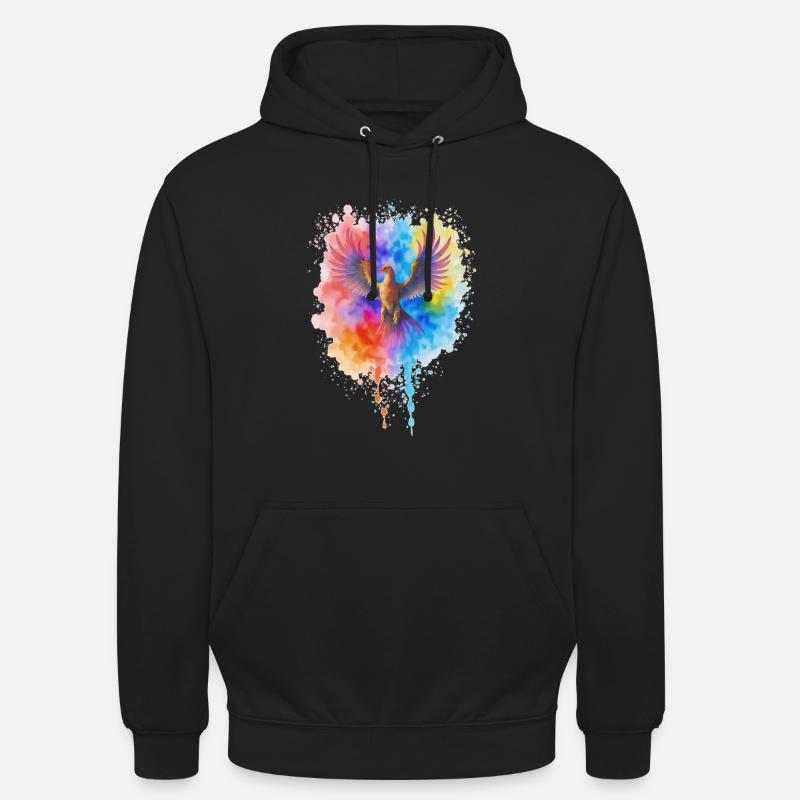 Rauschender Aquarell Phoenix - Unisex Hoodie - Schwarz