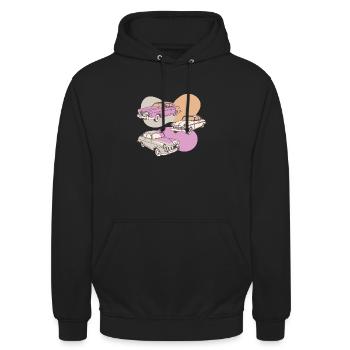 Voitures rétro des années 50 - Sweat-shirt à capuche unisexe - noir - Devant - Alina (178cm) & Michal (187cm)