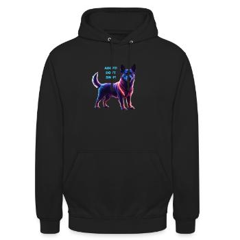 Glowing adopt don't shop dog - Unisex Hoodie - Schwarz - Vorne - Alina (178cm) & Michal (187cm)