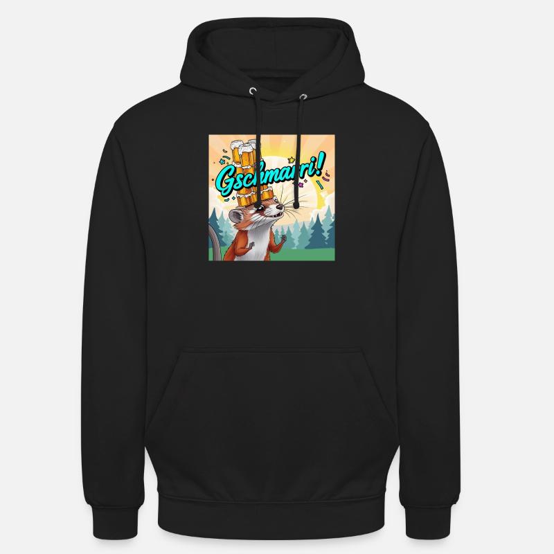 Gschmarri ! Wiesel mit Bier - Unisex Hoodie - Schwarz