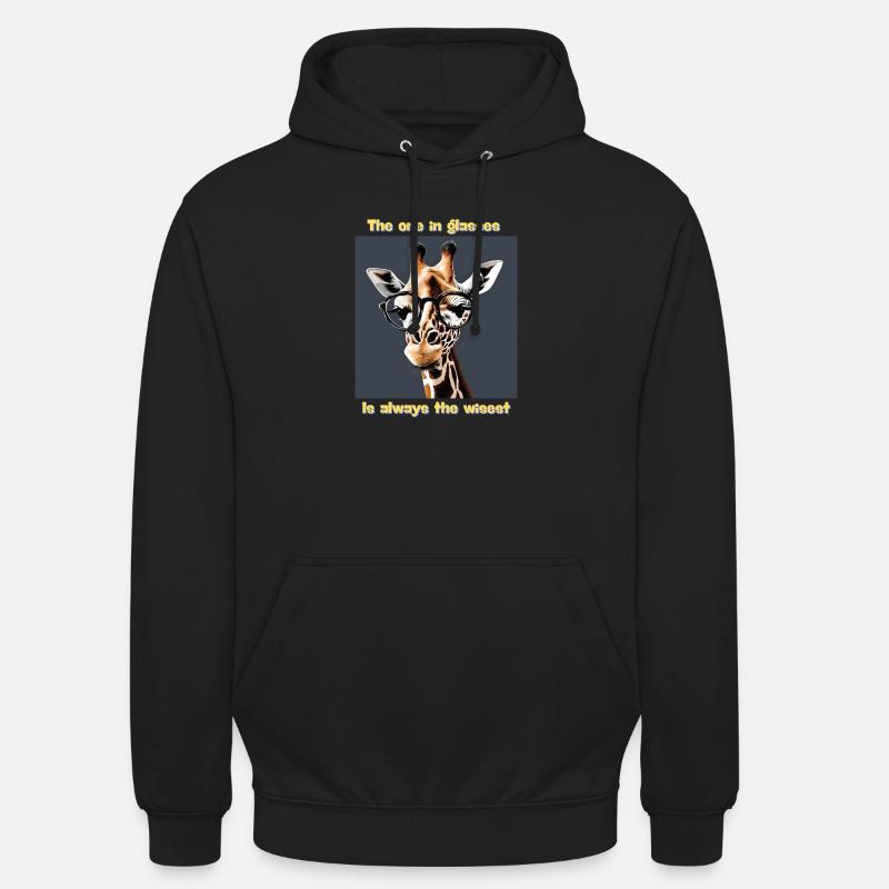 Wise Giraffe with Smart Glasses - Unisex Hoodie - black