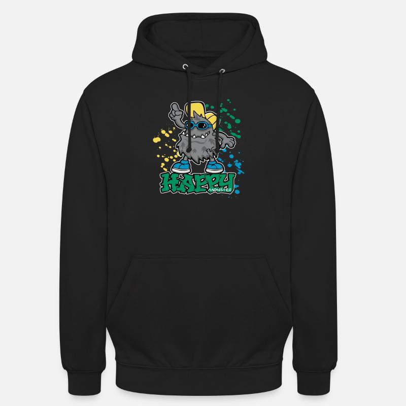 Monstre heureux - Sweat-shirt à capuche unisexe - noir