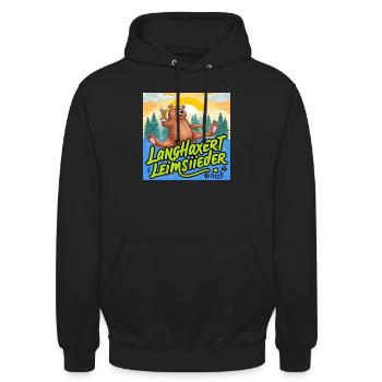 Long-legged bore - bar with beer - Unisex Hoodie - black - Front - Alina (178cm) & Michal (187cm)