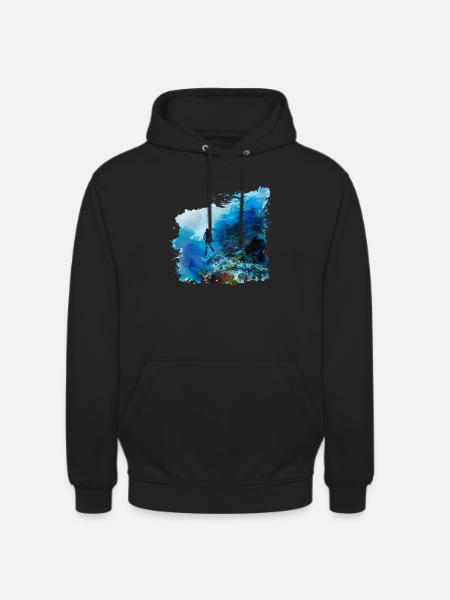 Weightless gliding while diving - Unisex Hoodie - black