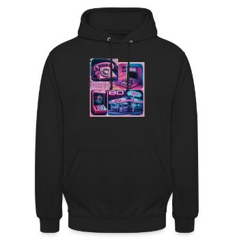 Retro-Vibe - Unisex Hoodie - Schwarz - Vorne - Alina (178cm) & Michal (187cm)