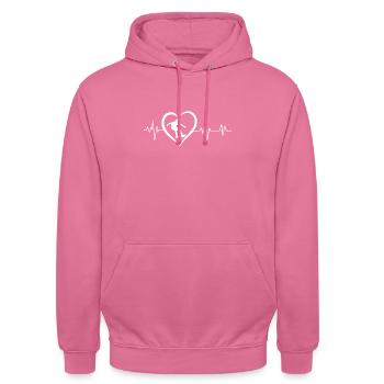 battement de cœur skateboard - Sweat-shirt à capuche unisexe - rose - Devant - Alina (178cm) & Michal (187cm)
