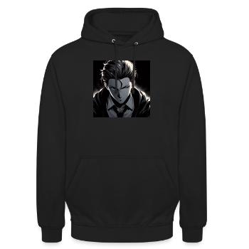 Böser Mafia Anführer (Anime Style) - Unisex Hoodie - Schwarz - Vorne - Alina (178cm) & Michal (187cm)