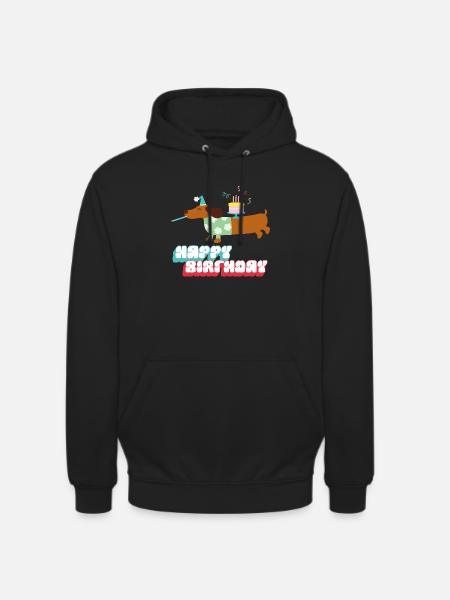 Dachshund Birthday Wishes - Unisex Hoodie - black