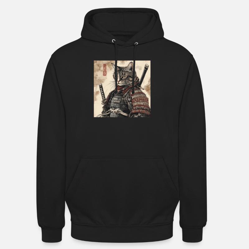 Chat Samouraï Japon Ukiyo-E - Sweat-shirt à capuche unisexe - noir