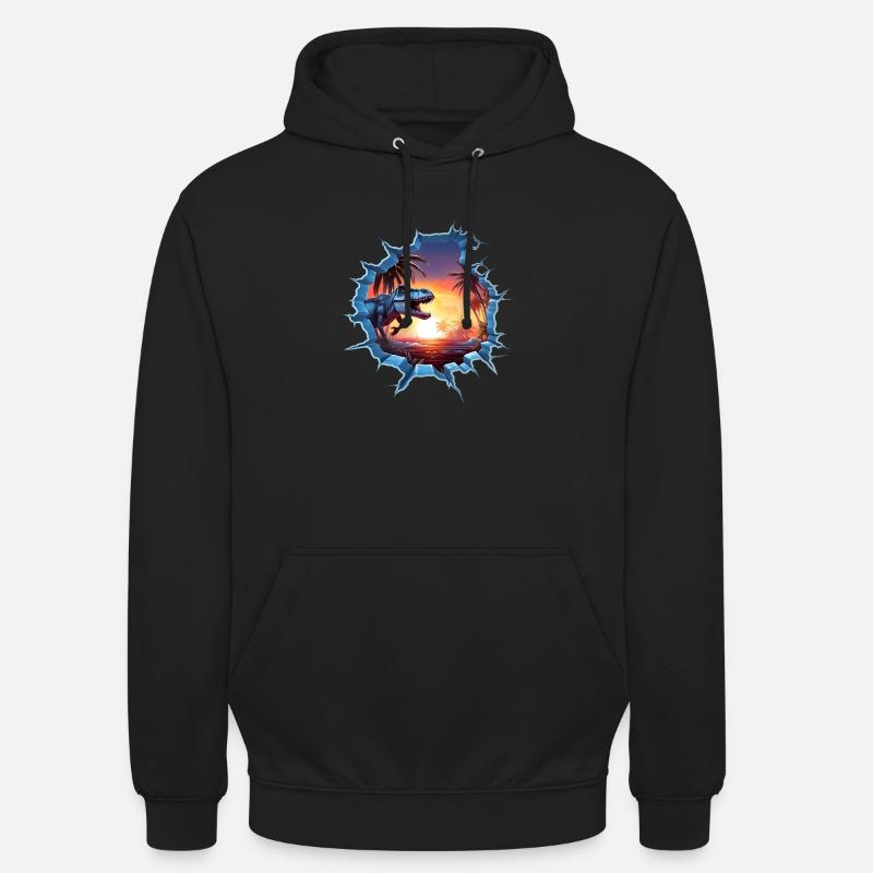 Autocollant T-rex de dinosaure - Sweat-shirt à capuche unisexe - noir