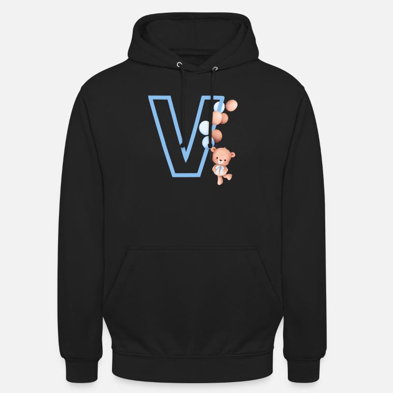 Blue Letter V Bear - Unisex Hoodie - black