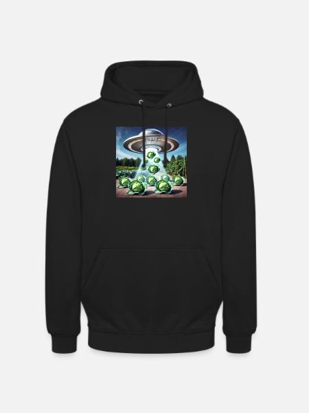 UFO & Cabbage - Green Invasion - Unisex Hoodie - black