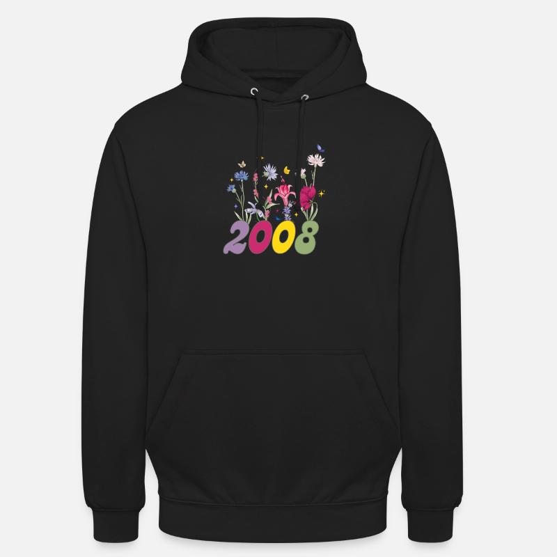 Geburtsjahr 2008 Wildblumen - Unisex Hoodie - Schwarz