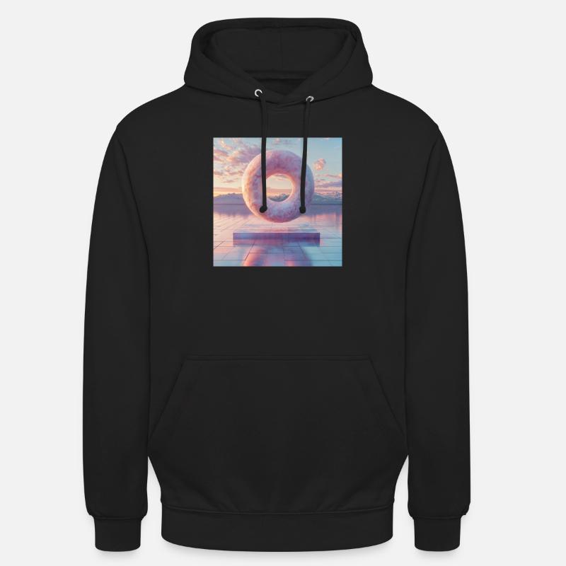 Beignet en lévitation 3D - Sweat-shirt à capuche unisexe - noir