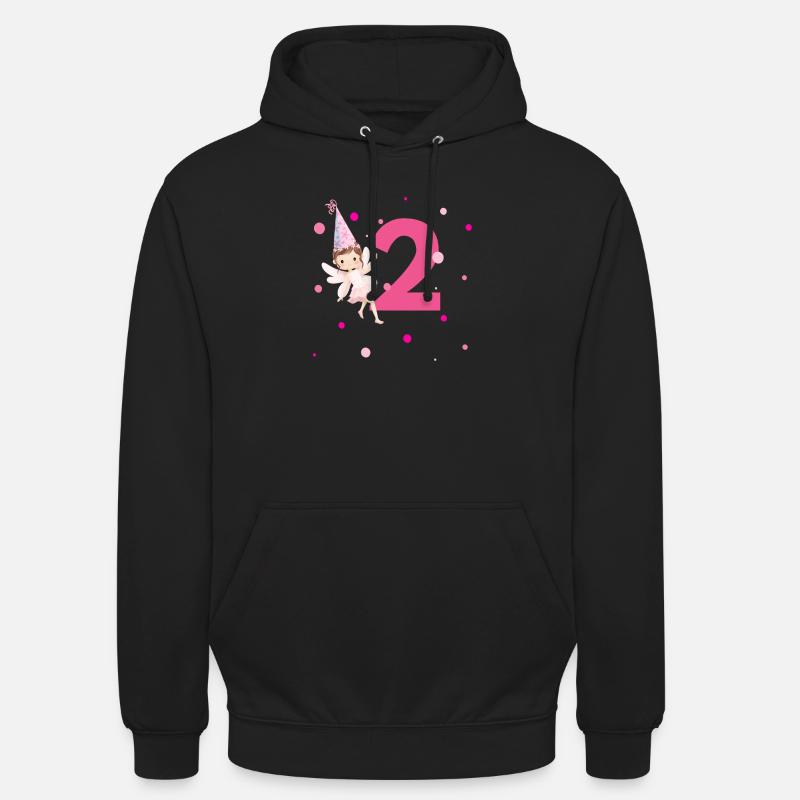 2e anniversaire fée rose - Sweat-shirt à capuche unisexe - noir