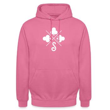 Glücksklee-Buchstabe - Unisex Hoodie - Pink - Vorne - Alina (178cm) & Michal (187cm)