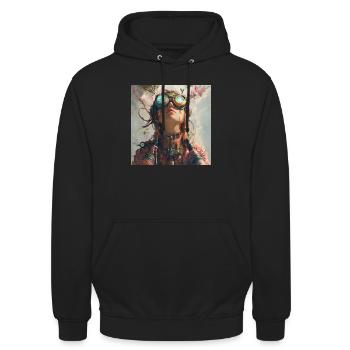 drachenqodeMEI - Unisex Hoodie - Schwarz - Vorne - Alina (178cm) & Michal (187cm)