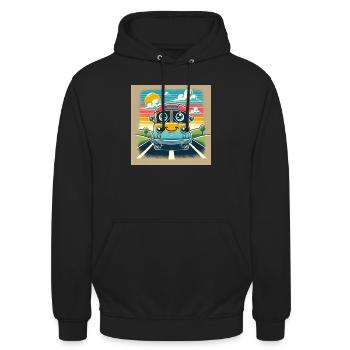 Phantasie Bus Design - Unisex Hoodie - Schwarz - Vorne - Alina (178cm) & Michal (187cm)