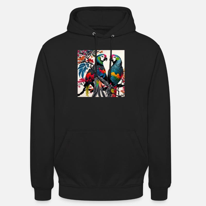 Perroquets - Sweat-shirt à capuche unisexe - noir