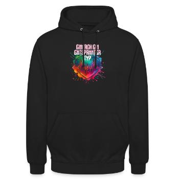 Entspannter Typ - Unisex Hoodie - Schwarz - Vorne - Alina (178cm) & Michal (187cm)