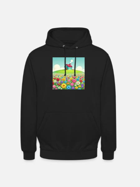 La petite maison sur la prairie fleurie - Sweat-shirt à capuche unisexe - noir