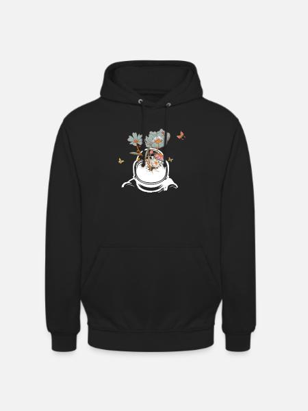 Astronaut mit Retro-Blumen - Geschenkidee - Unisex Hoodie - Schwarz