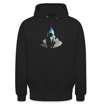 Saxophonist Jazz - Unisex Hoodie - Schwarz - Vorne - Alina (178cm) & Michal (187cm)