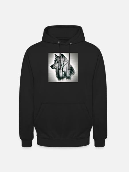 Wolf Doppelbelichtung - Unisex Hoodie - Schwarz