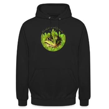Grenouille Prince Roi Embrasse-Moi - Sweat-shirt à capuche unisexe - noir - Devant - Alina (178cm) & Michal (187cm)